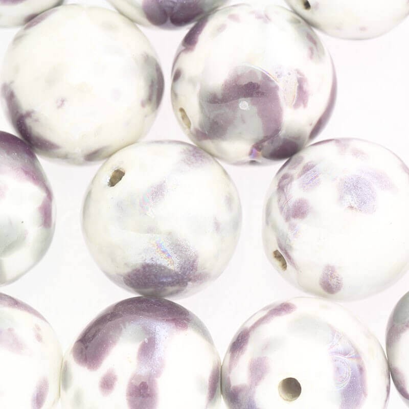 Ceramic ball 18mm purple-gray melange 1pc CKU18F01
