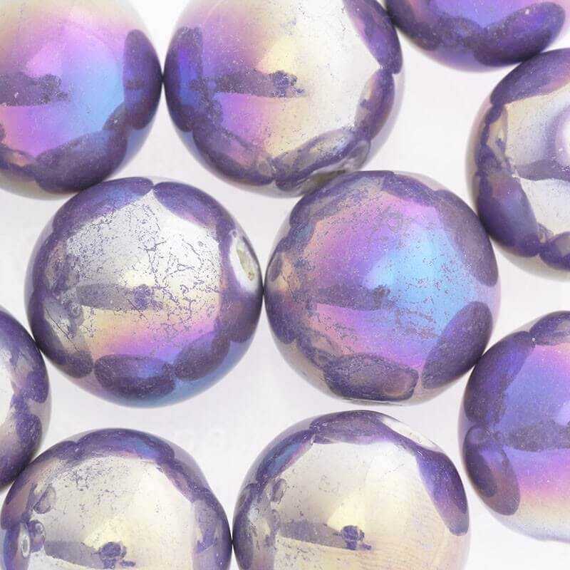 Ceramic ball 18mm light purple rainbow gloss 1pc CKU18F20