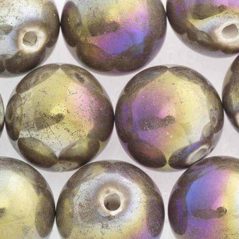 Ceramic ball 20mm cool brown rainbow gloss 1pc CKU20B12