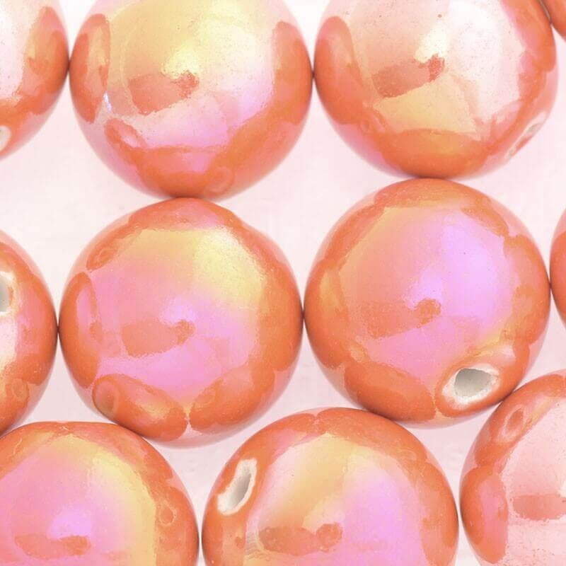 Ceramic ball 20mm orange rainbow gloss 1pc CKU20C09