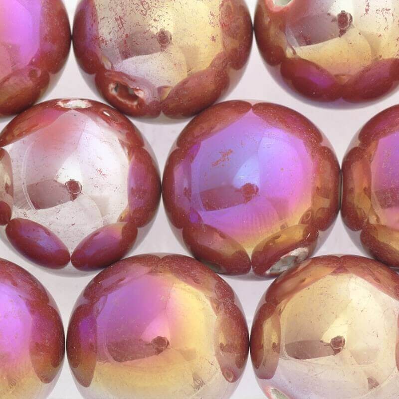 Ceramic ball 20mm burgundy rainbow gloss 1pc CKU20C13