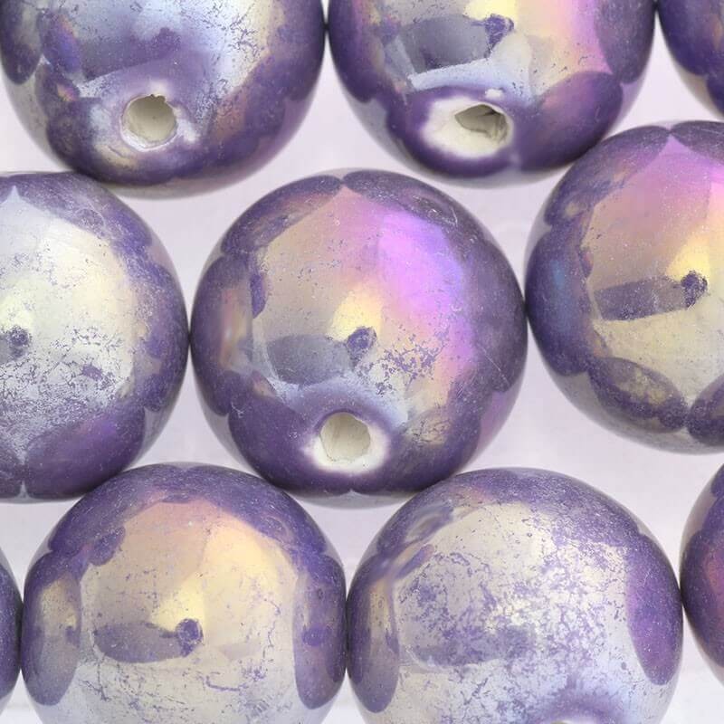 Ceramic ball 20mm light purple rainbow gloss 1pc CKU20F20