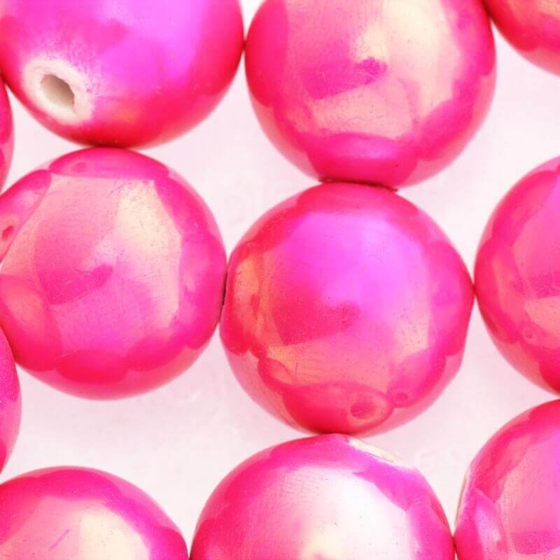 Ceramic ball 20mm fluo pink rainbow gloss 1pc CKU20R10