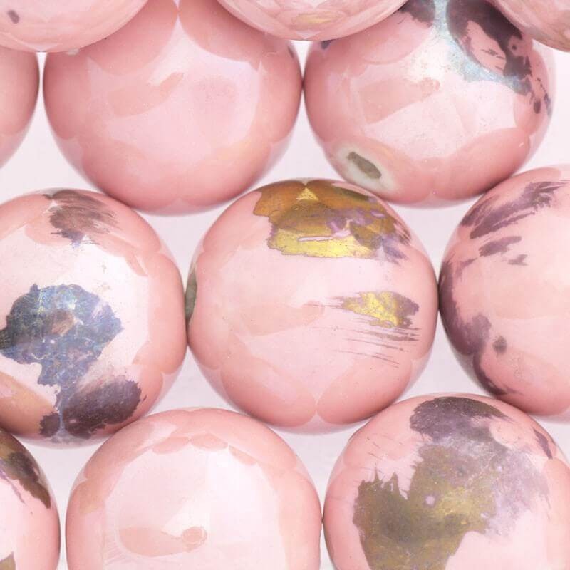Ceramic ball 20mm pink with streaks 1pc CKU20R11