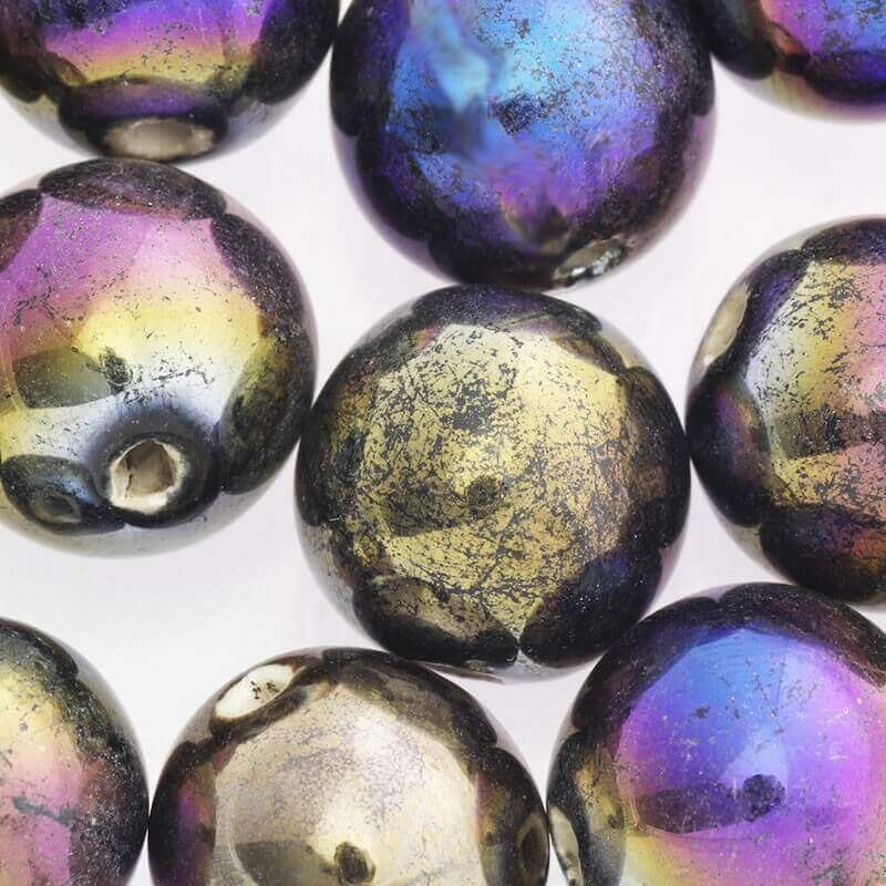 Ceramic ball 20mm, black, rainbow gloss 1pc CKU20S17