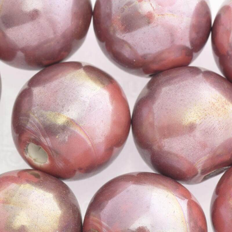 Ceramic ball 22mm pink melange metallic 1pc CKU22R07