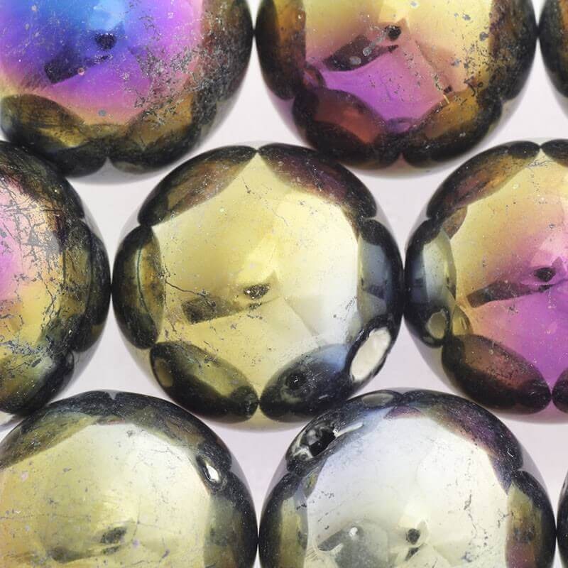 Ceramic ball 24mm, black, rainbow gloss 1pc CKU24S17