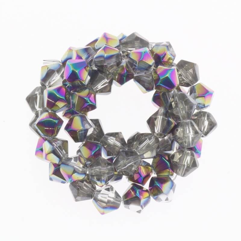 Glass beads cut crystal bicone graphite AB 6x6mm 5pcs SZSZBI0609