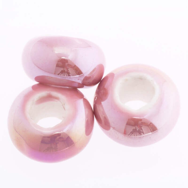 Modular ceramic bead 15mm light pink 2pcs CPAN15R08