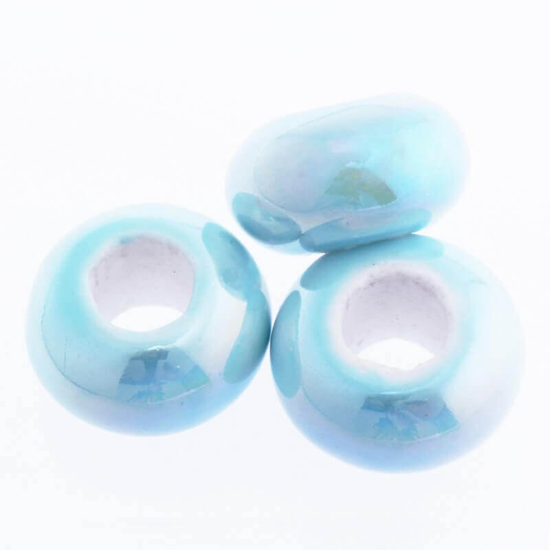 Modular ceramic bead 15mm very light blue 2pcs CPAN15N17
