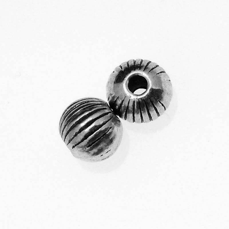Przekładka metalowa kulka ozdobna mandarynka 6mm antyczne srebro 6szt M0028