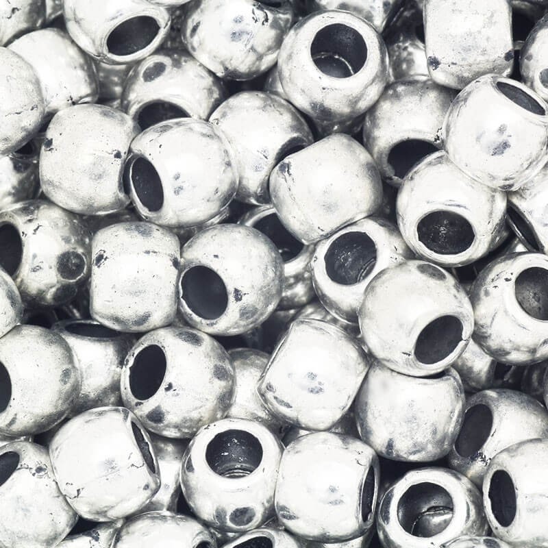 Przekładka metalowa gładka, nakładka na rzemień 6x7mm antyczne srebro 10szt M1084