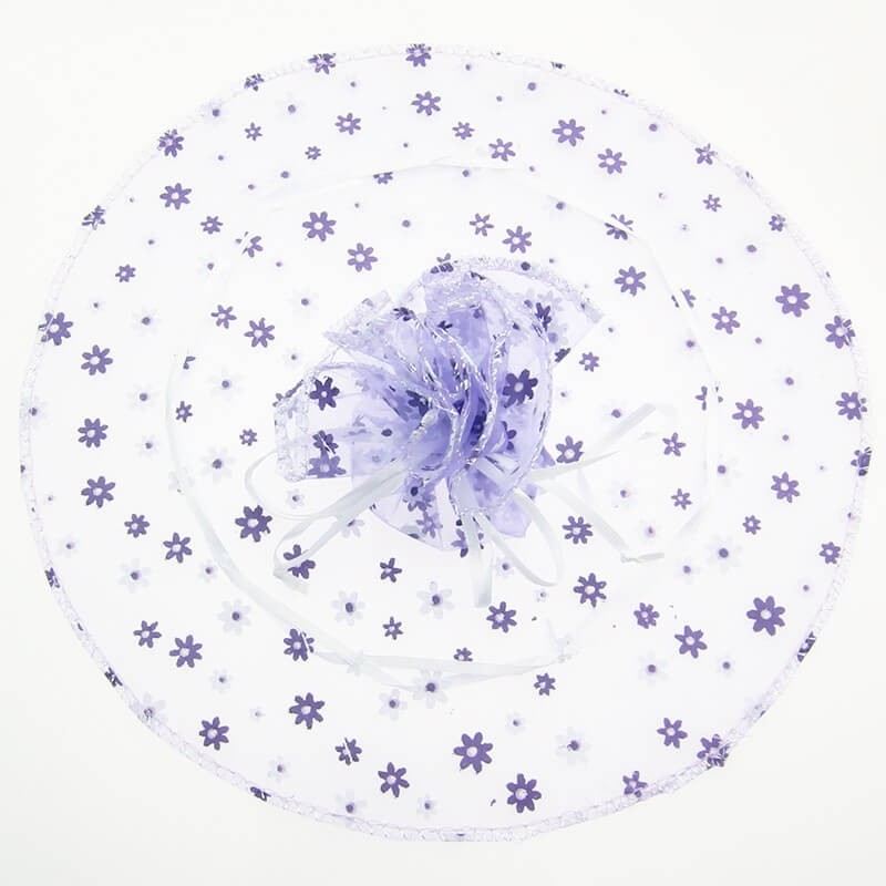 Organza bag Violet with flowers, 26 cm in diameter, 1 pc ORGFIOLFI26I