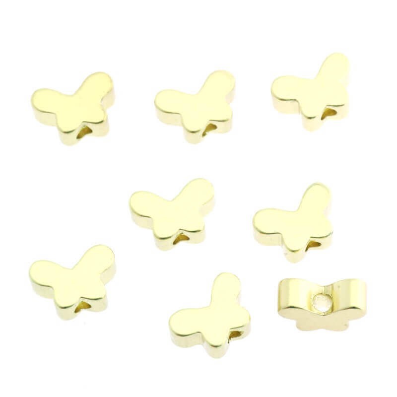 Butterfly bead spacer gold-plated matt LUX 7x5x3mm 1pc AKGM009