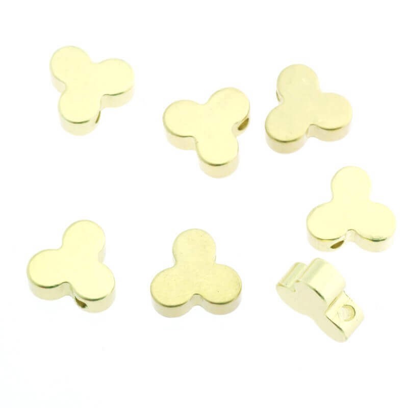 Bead spacer leaf matt gold-plated LUX 7x3mm 1pc AKGM011
