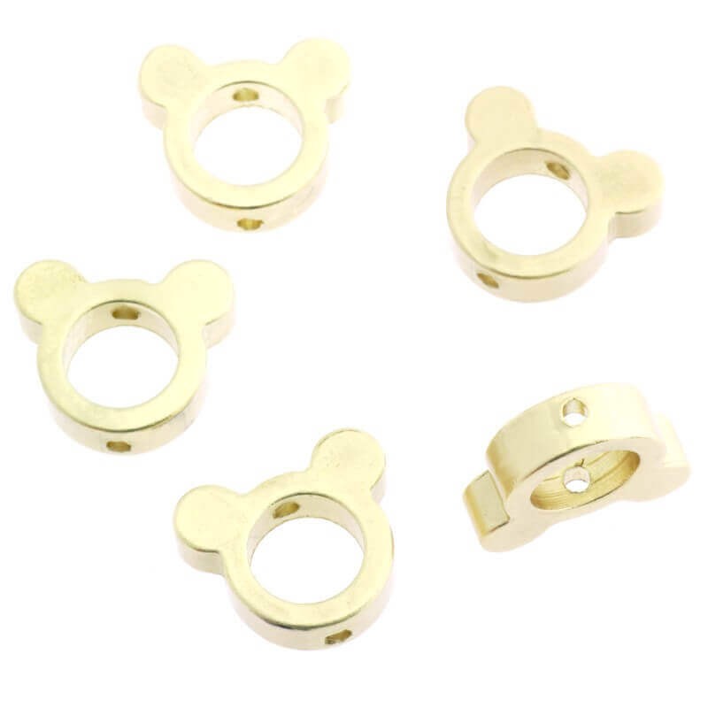 Bead spacer Mickey Mouse matt gold-plated LUX 10x9x3mm 1pc AKGM014