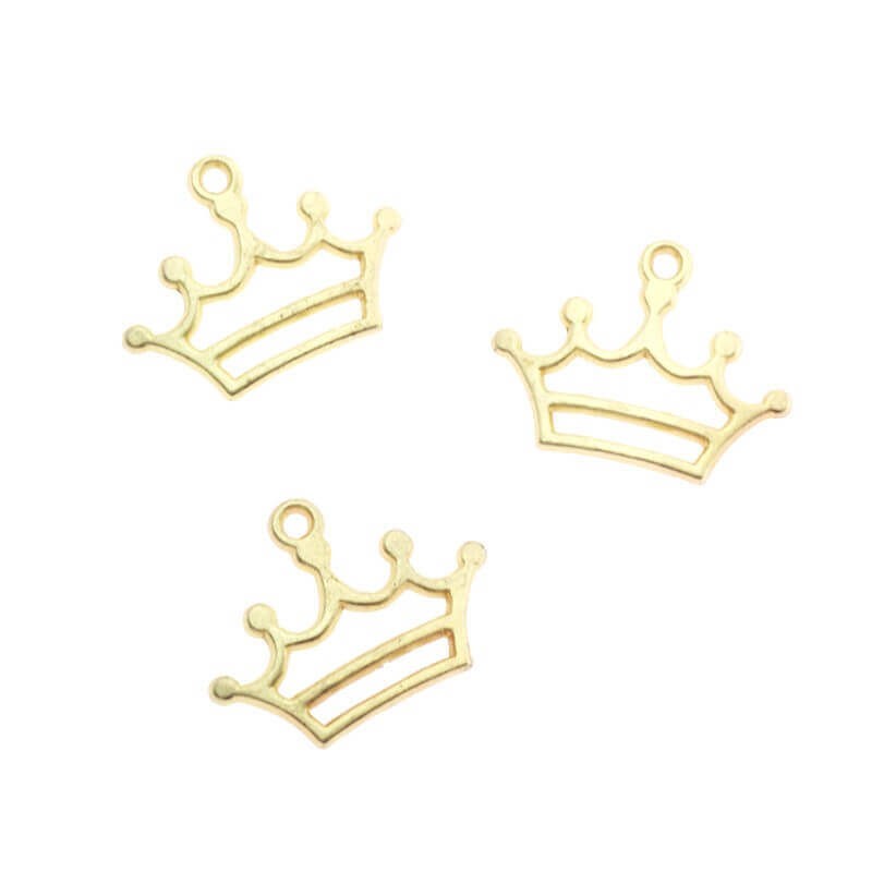 Gold-plated matt crown pendant 14x18x1.2mm, 1 piece AKGM019