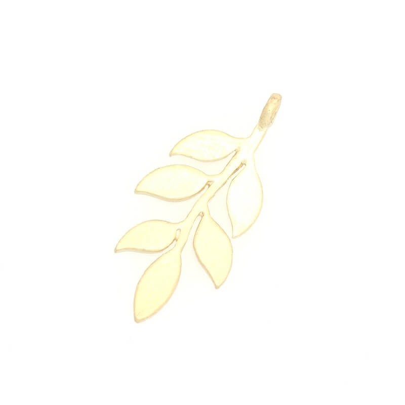 A matt gold-plated leaf pendant LUX 25x10mm 1pc AKGM018