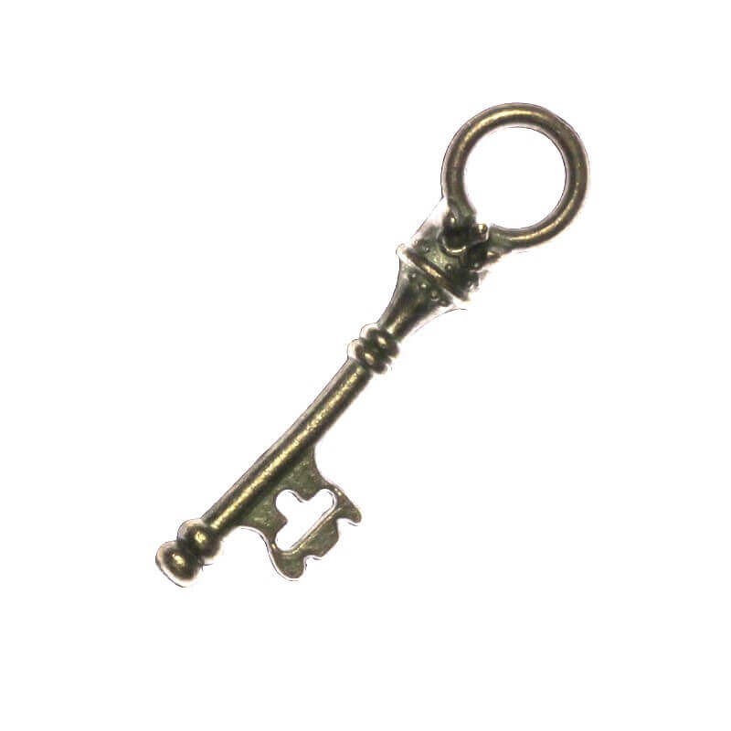Small key with a crown, antique bronze 34x8x6mm 2pcs AAB010