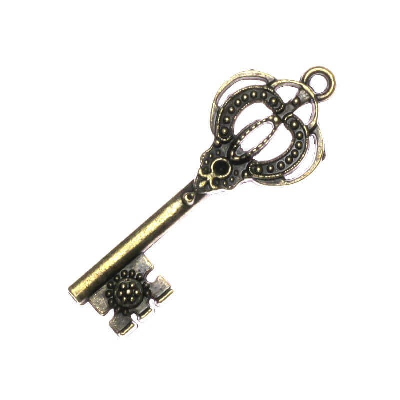 Antique bronze flat key 44x16x2mm 1pc AAB023