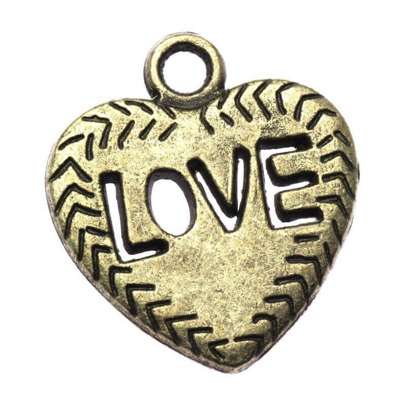 LOVE heart antique bronze 21x19x2mm 1pc AAB036