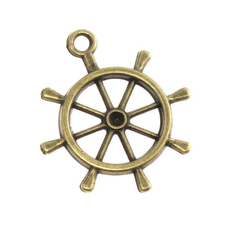Steering wheel pendant antique bronze 28x25x4mm 1 piece AAB049
