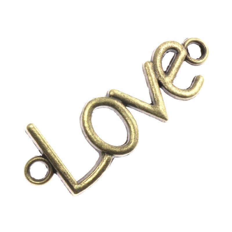Connector for LOVE bracelets, antique bronze 40x15x2mm, 1 piece AAB051