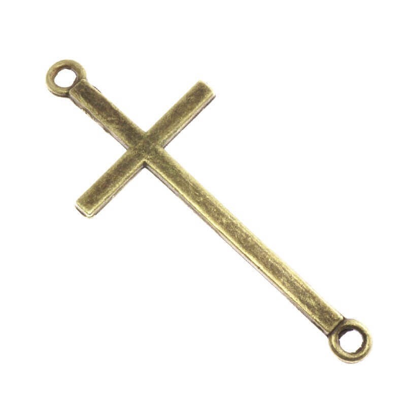 Connector, antique bronze cross 51x21x2mm, 1 piece AAB059