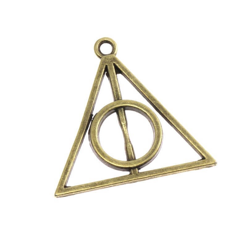 Deathly Hallows (Harry Potter) pendant connector antique bronze 32x31x3mm 1pc AAB060