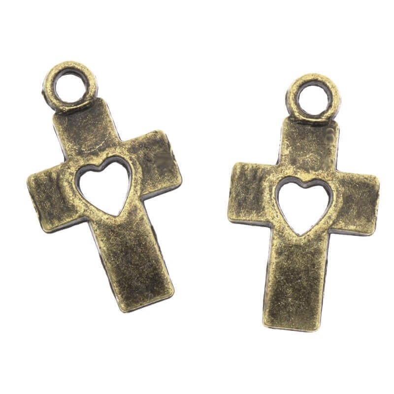 Pendant charms, cross, antique bronze 19x10x2mm, 2pcs AAB089