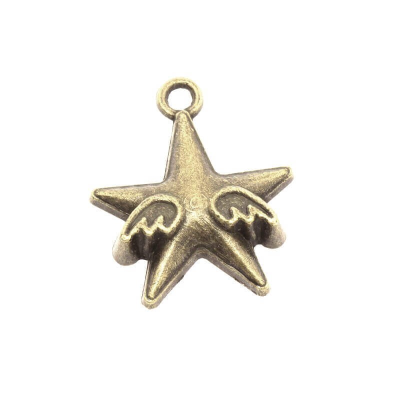 Winged star antique bronze 21x17mm 1pc AAB121