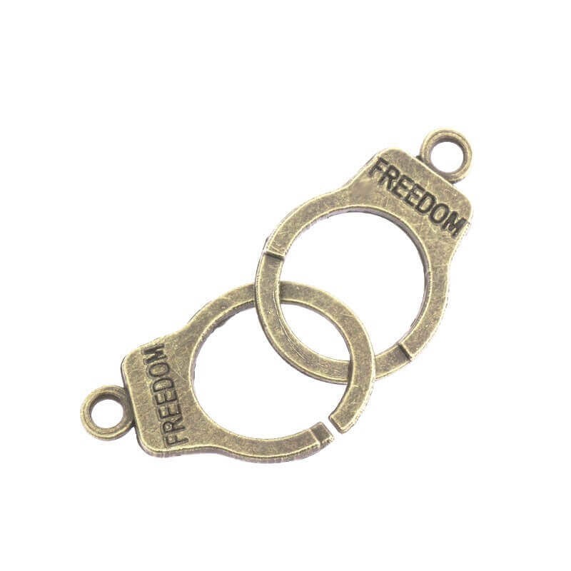 Handcuff connector antique bronze 23x15x1.5mm 1pc AAB163
