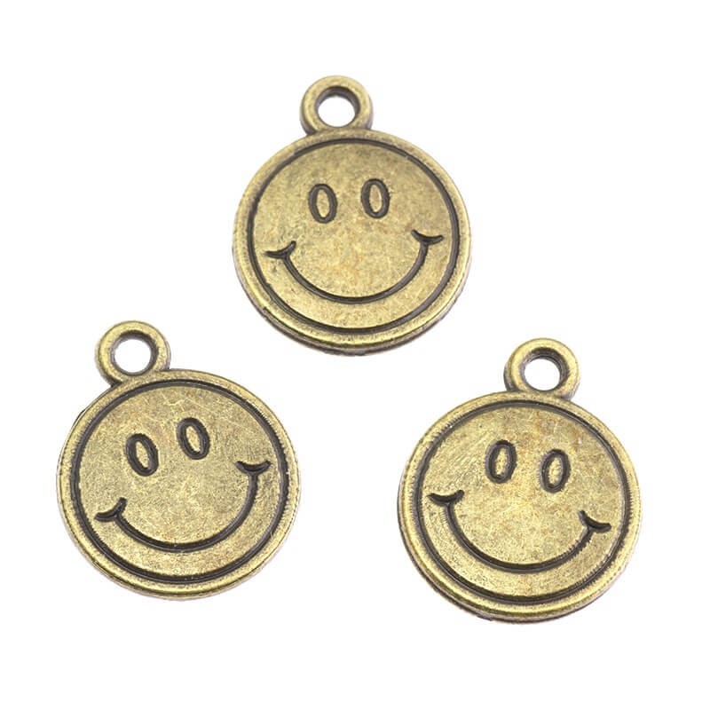 Charms coin with a smile antique bronze 16x13x2mm 2pcs AAB187