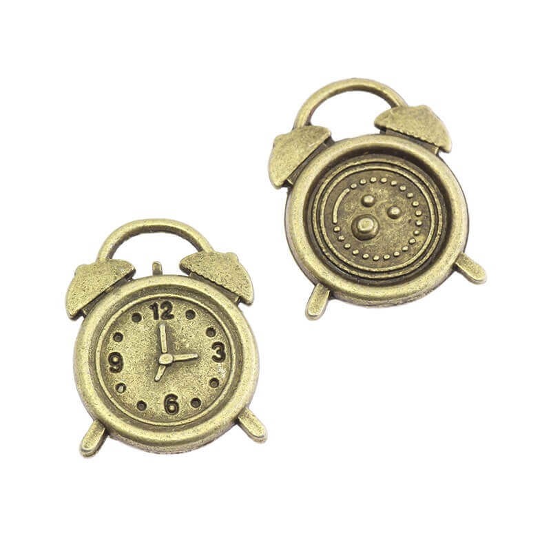Pendant charms alarm clock antique bronze 18x13x2mm 2pcs AAB192