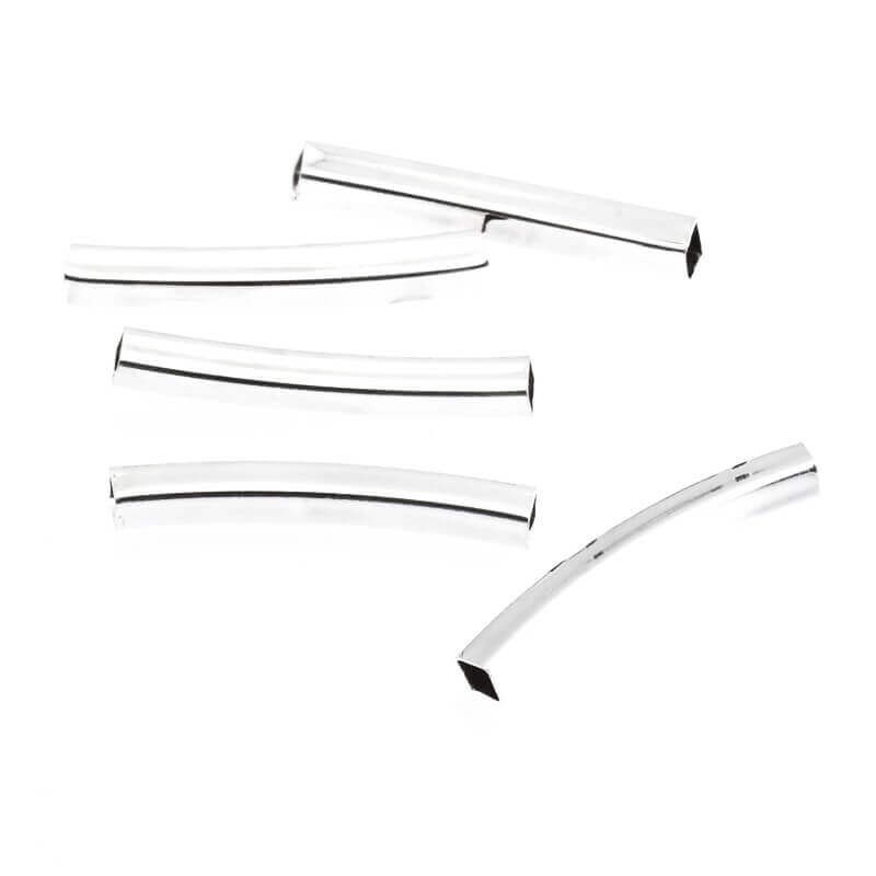 Spacer, curved silver tube 25x4x2.5mm 8pcs AASJ029