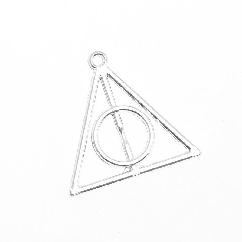 Deathly Hallows (Harry Potter) pendant connector silver 32x31x3mm 1pc AASJ030