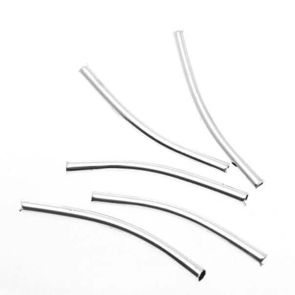 Spacer, curved tube, oxidized silver 30x4x2mm 4pcs AASJ009