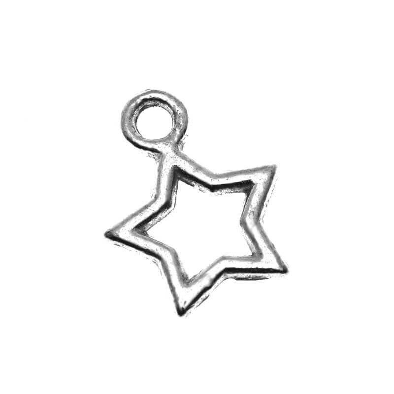 Charms star, oxidized silver 12x9x1.2mm, 10pcs AAS013