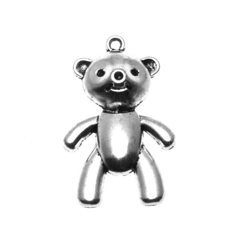 Happy bear pendant, silver oxide 35x22x7mm, 1 piece AAS018