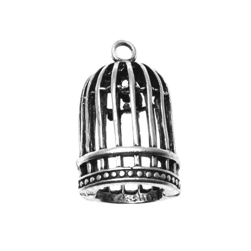 Cage pendant, oxidized silver, 30x20x16mm, 1 piece AAS020