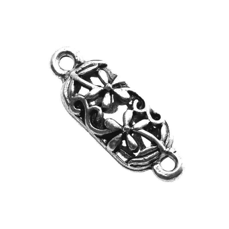 Oval connector. openwork Oxidized silver 29x10.5x7mm 1pc AAS031
