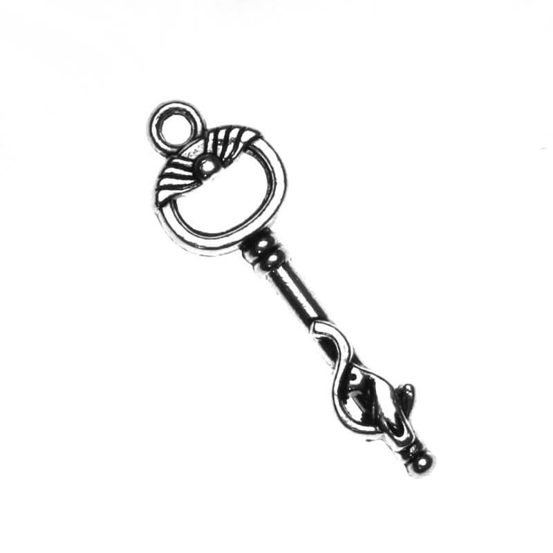 Pendant, key, antique silver 37x11x5mm, 2pcs AAS048
