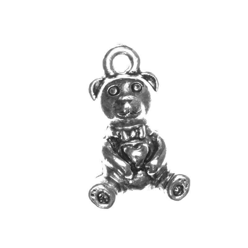 Teddy bear pendant, antique silver, 18x11x5mm, 1 piece AAS053