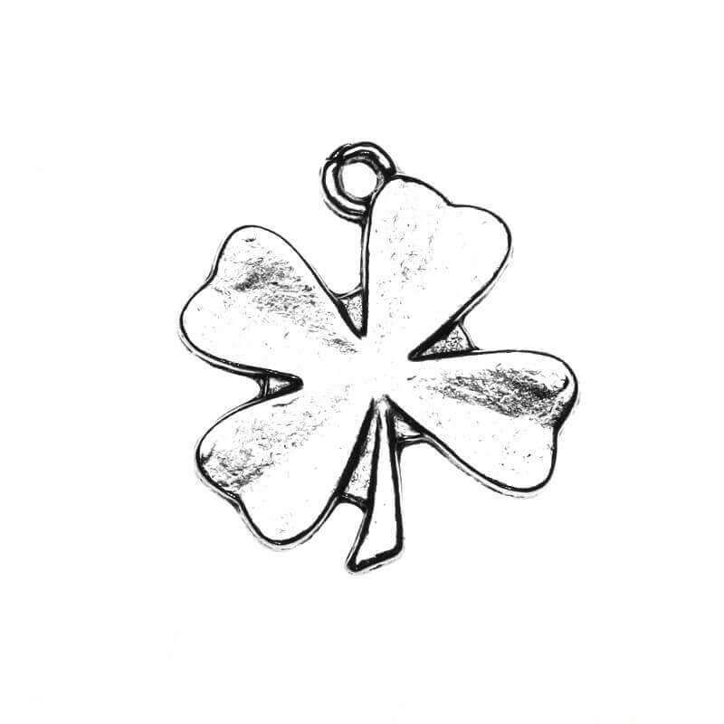 Charms clover antique silver 17x16x1.5mm 2pcs AAS060
