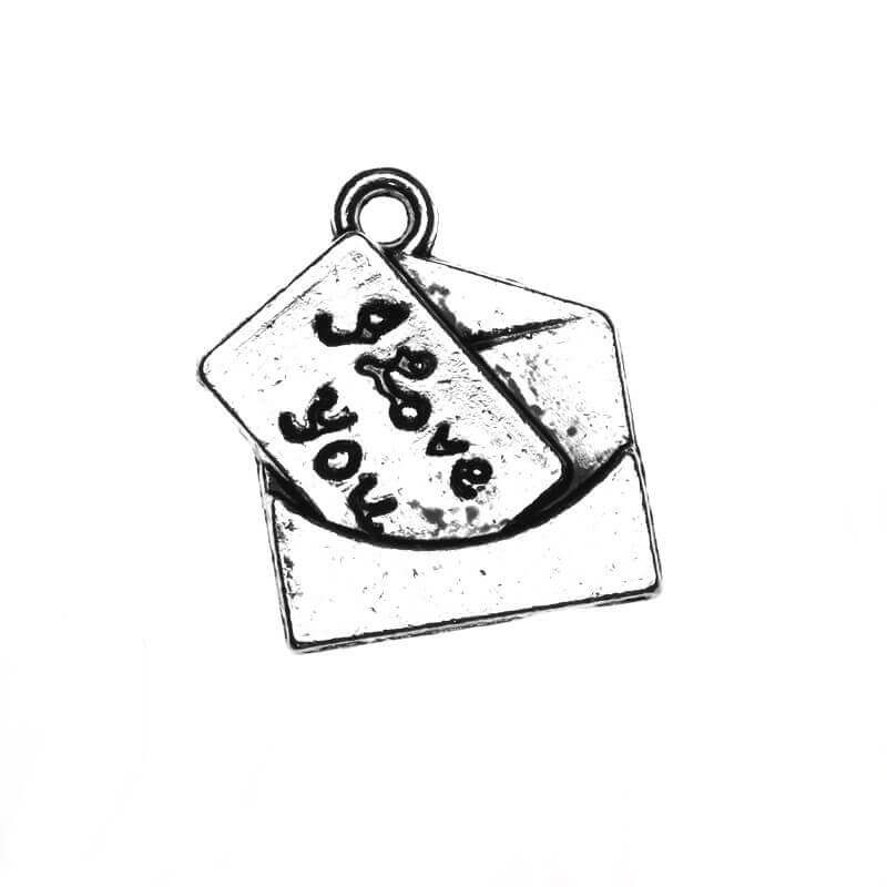 Charm letter in an envelope antique silver 18x16x2.5mm 2pcs AAS061