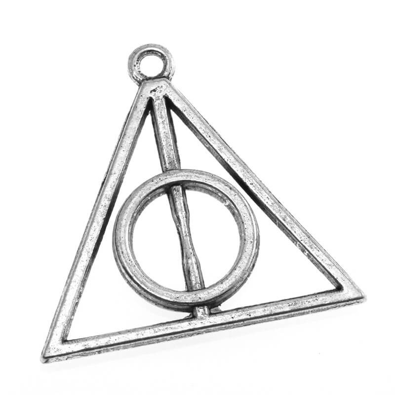 Deathly Hallows (Harry Potter) pendant connector antique silver 32x31x3mm 1pc AAS104