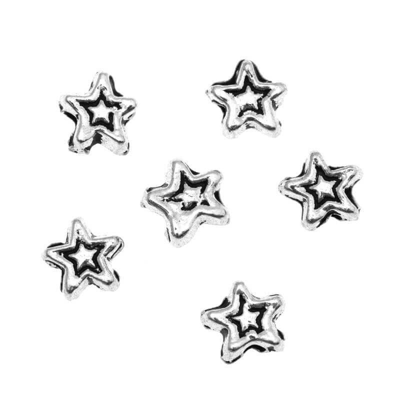 Star spacer, antique silver 5x5x3mm, 12pcs AAS147