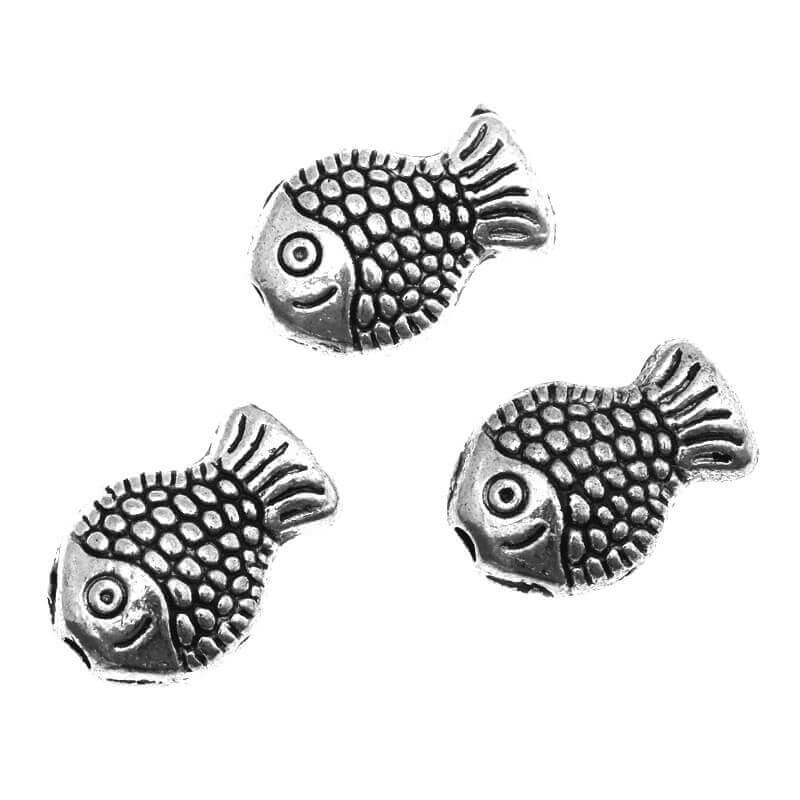 Fish spacer antique silver 10x7x3.5mm 4pcs AAS149