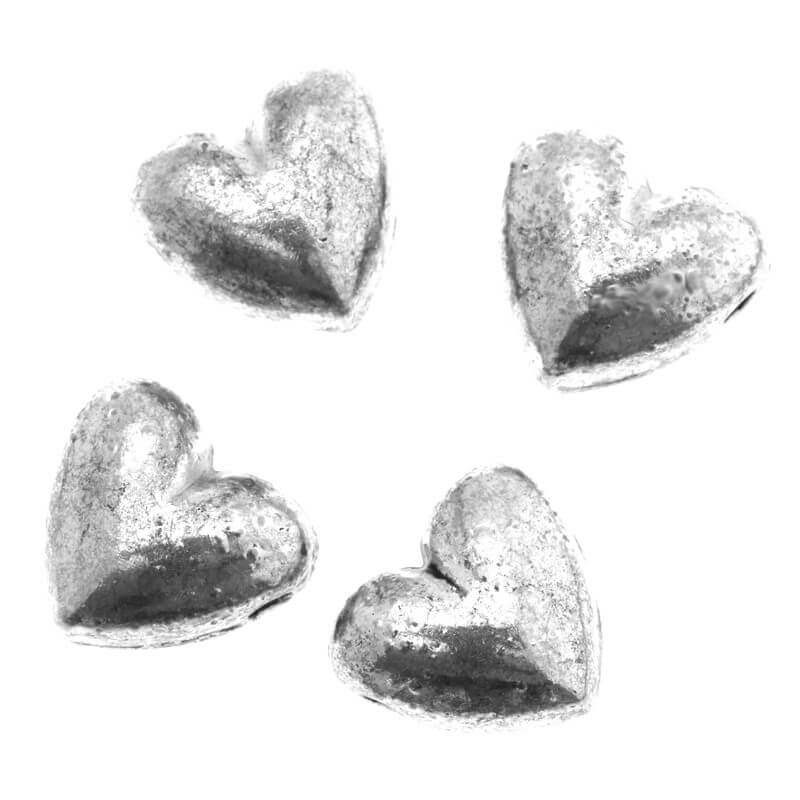 Spacer, heart, antique silver 9.5x9x5mm 2pcs AAS151