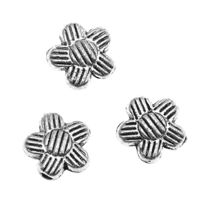Flower spacer antique silver 8x8x3.5mm 4pcs AAS153